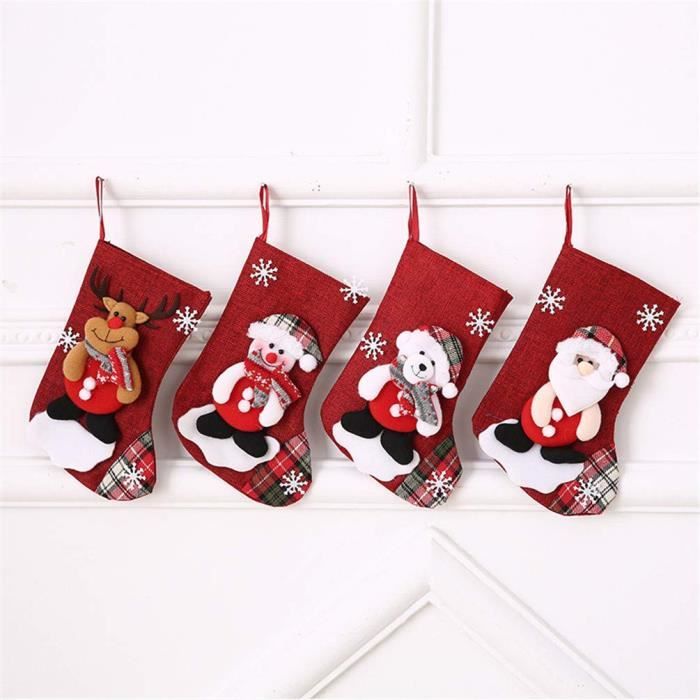 Lot de 4 Chaussettes de Noël à Suspendre 22 cm Cdiscount Maison