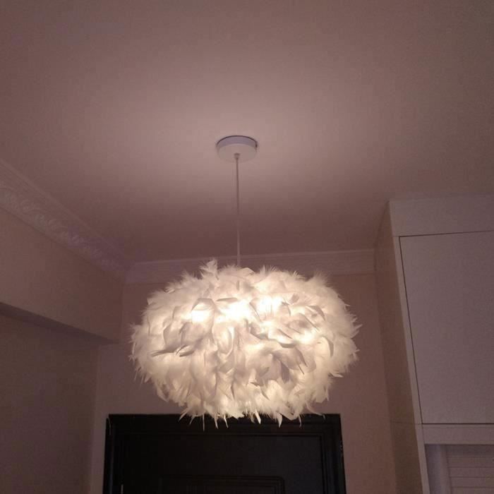 Suspension en Plumes Blanc - WOTTES - Diamètre 45CM - E27 40W