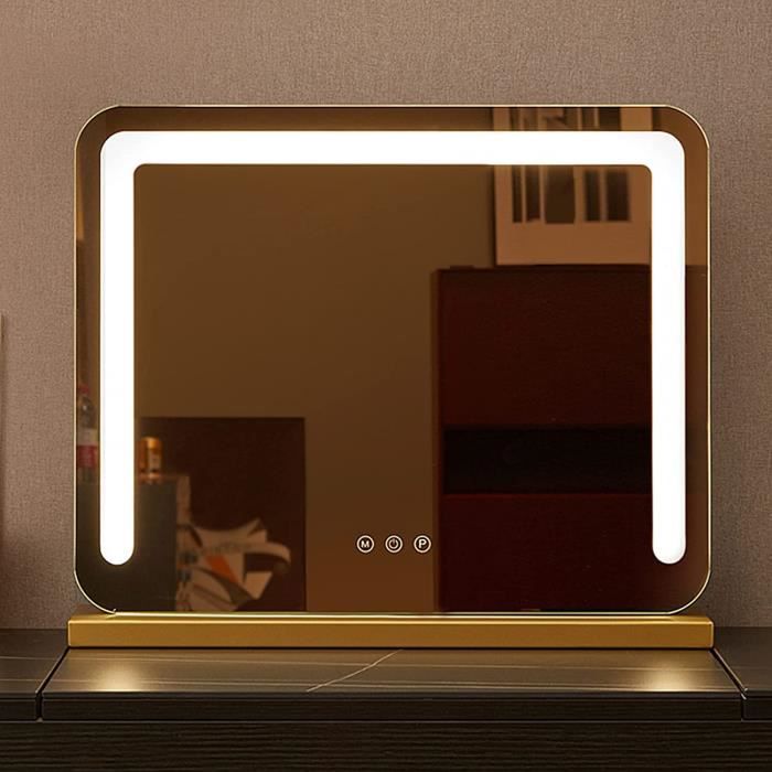 Miroir De Maquillage LED Rechargeable – 3 Couleurs De Lumière, Portable, Pour Voyage Et Chambre
