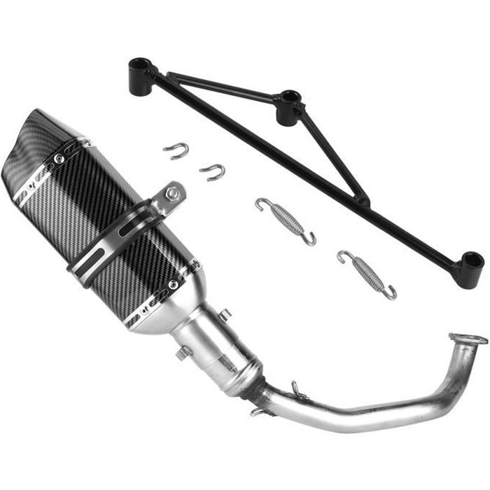 ESTINK collecteur déchappement En-tête de système déchappement complet + silencieux en fibre de carbone pour HONDA GY6 125