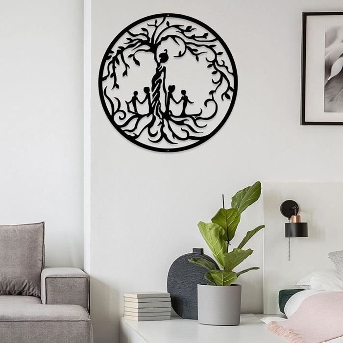 Bibest Art Mural en métal Décoration d/'intérieur Arbre De La Vie Mural en Métal Décoration Murale en métal Noir Décoration Murale