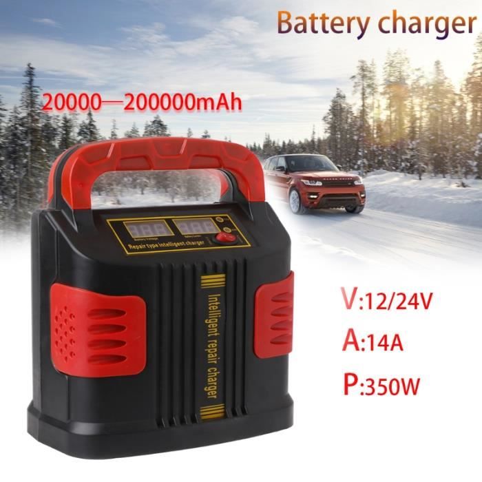 Chargeur De Batterie De Voiture 12v-24v, Démarreur De Saut De Voiture 350w 14a, Auto Plus Réglable Lcd Charge