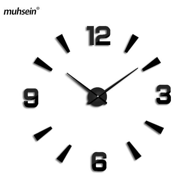 Horloge Murale Islamique En Acrylique Noir – Calligraphie Décorative Et Mouvement Silencieux