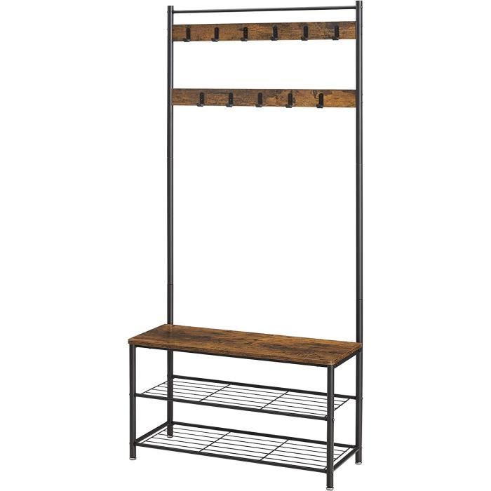 Grande Armoire XL avec Banc à Chaussures, PorteManteaux et Porte