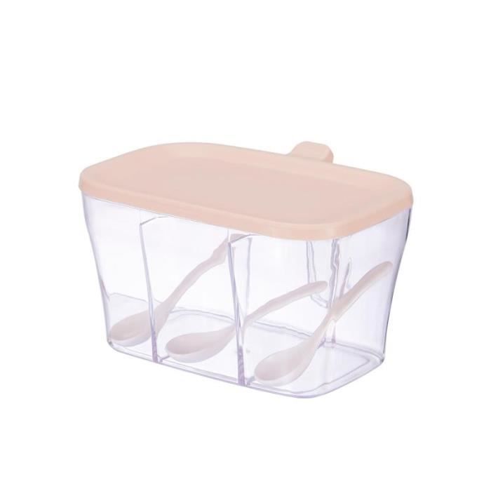 OnePine Lot de 2 Pot à épices Sel Spice Jar Condiments boîte Bol à Sucre Cuillère en céramique et Couverture de Bambou