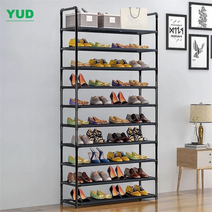 Porte-Chaussures YUD à 10 Niveaux pour Entrée, Chambre et Salon - Noir