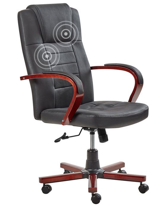 Beliani - Chaise de bureau massante en cuir noir avec fonction chauffage DIAMOND Beliani - Chaise de bureau massante en cuir noir avec fonction chauffage DIAMOND