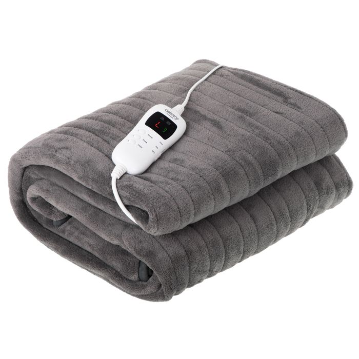 Couverture Électrique 160 x 180cm 17 Niveaux de Température Minuterie 1-9 heures Camry CR7434 120W Gris
