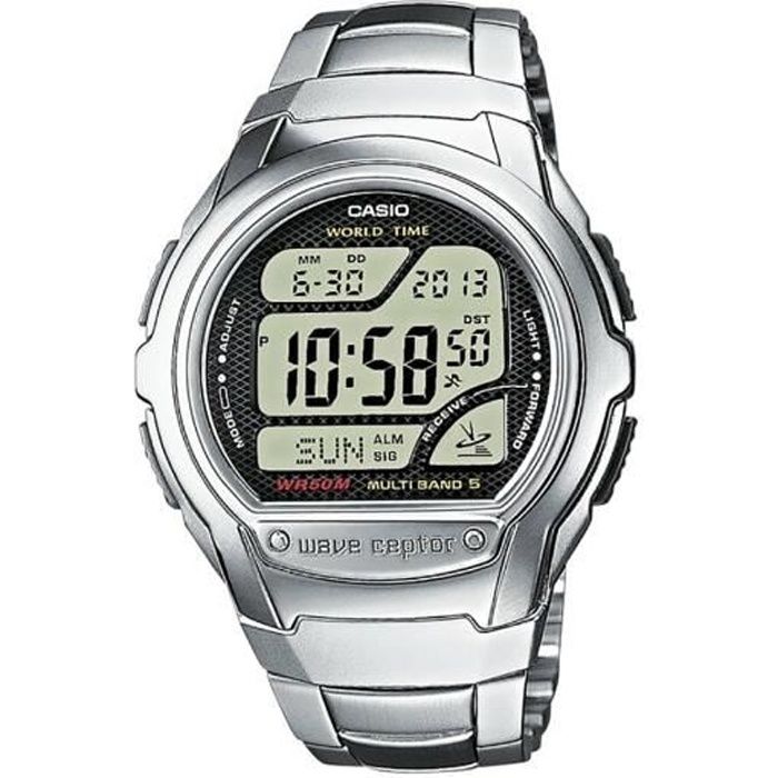 Bracelet acier homme CASIO Montre Casio grise radio pilot e