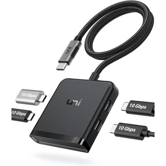 Hub Usb C, 4 Ports Usb Hub Avec 1M Câble, 5Gbps Répartiteur Usb De