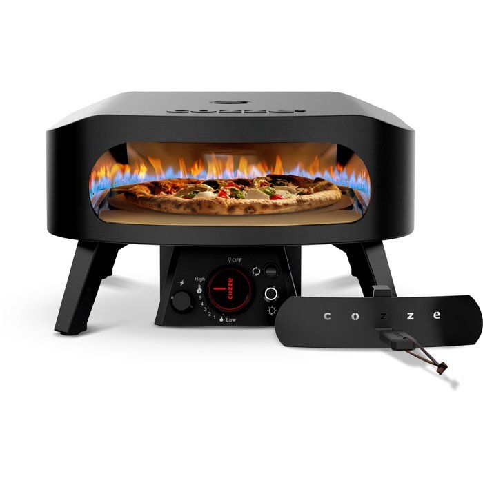 Cozze Four à pizza gaz - 13 - Pierre rotative - Thermomètre - 6 0 kW - Jusqu’à 630 °C - Bouton led