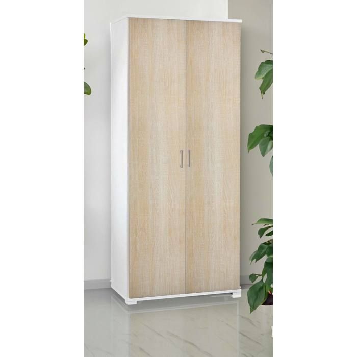 Dmora - Armoire polyvalente Alisso 2 portes 90x45h195 cm Chêne Blanc Panneau effet bois Dmora - Armoire polyvalente Alisso 2 portes 90x45h195 cm Chêne Blanc Panneau effet bois