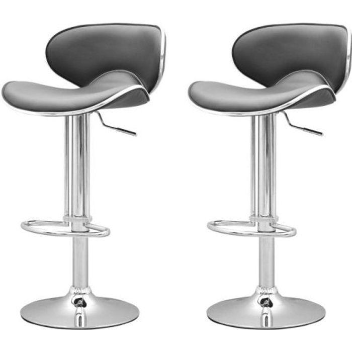 tabouret de bar - ego design - elite - gris - pvc - lot de 2 - réglable en hauteur