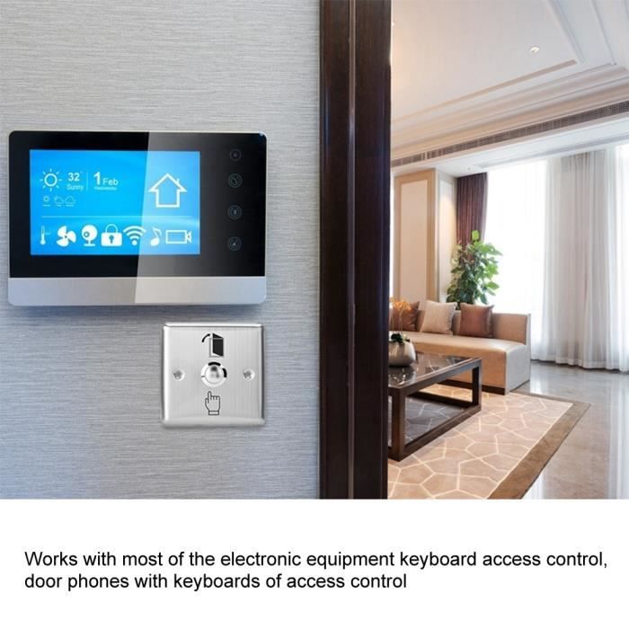 Interrupteur Tactile Porte – Bouton Poussoir LED – Système Contrôle D'accès – 3A DC36V – Installation Facile