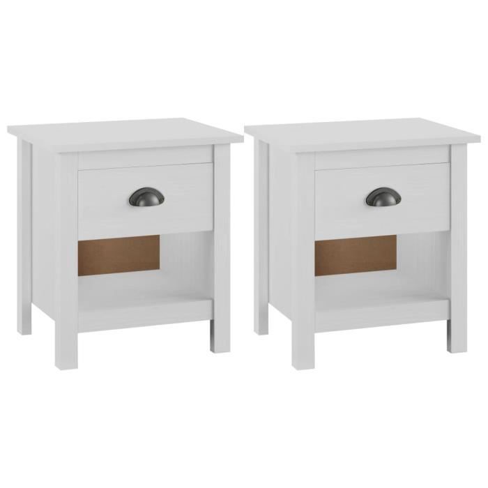 Tables De Chevet 2 Pcs Hill Range 46x35x49 5 Cm Pin Solide 25 Yid Cdiscount Maison