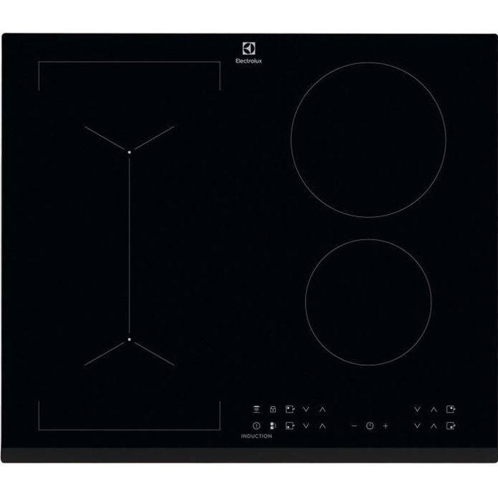table de cuisson electrolux 4 foyers l60 x 67 80 cm liv6343 7350w revetement verre noir cdiscount electromenager