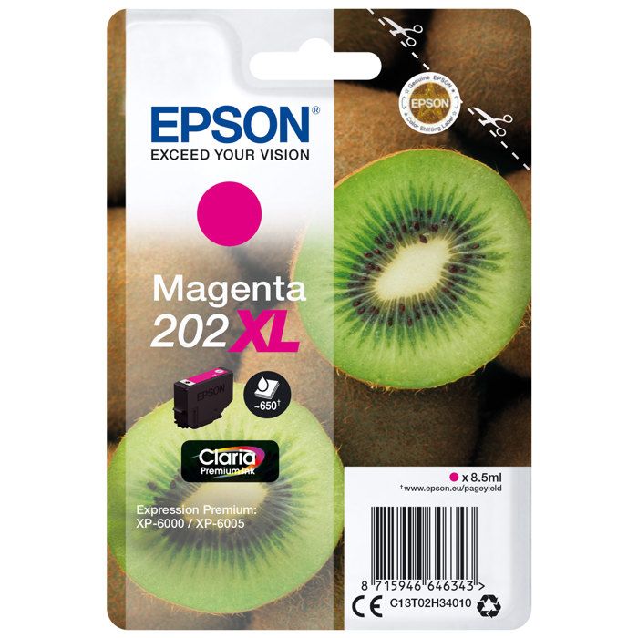 Cartouche dencre Epson 202XL - Magenta - XL - Pour Expression Premium XP-6000/XP-6005/XP-6100/XP-6105