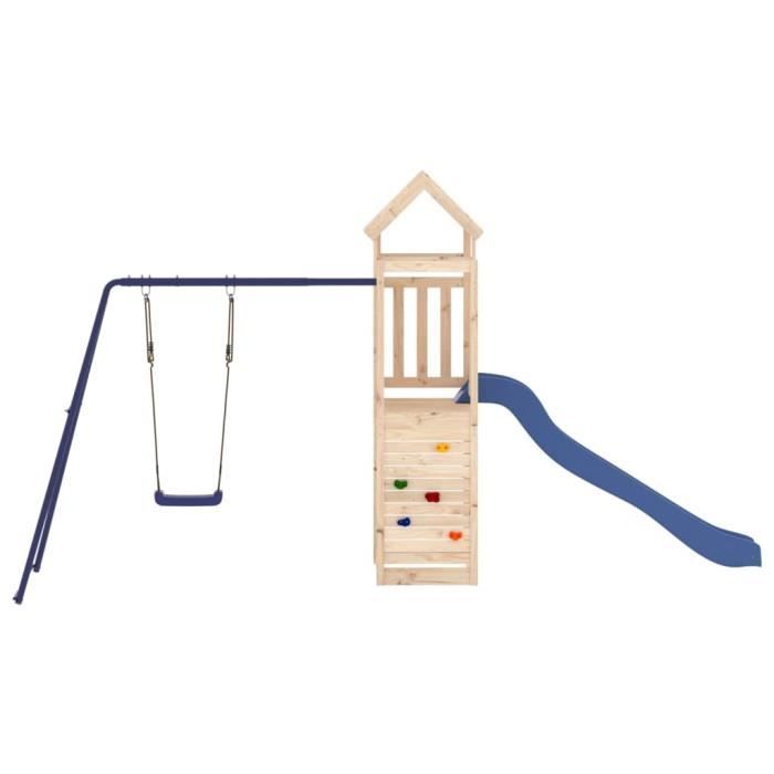 Fafeicy Maisonnette de jeu avec toboggan balançoire bois massif de pin ...