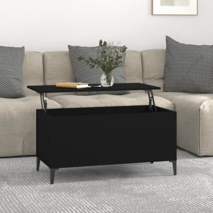 famirosa table basse noir 90x44,5x45 cm bois d'ingénierie-589