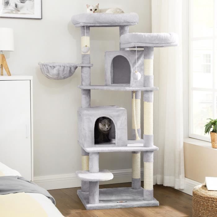 Arbre A Chat 150 Cm 2 Grande Plate Forme 2 Niches 1 Panier 2 Pompons Gris Clair Feandrea Cdiscount Animalerie Arbre A Chat 150 Cm 2 Grande Plate Forme 2 Niches 1 Panier 2 Pompons Gris Clair Feandrea Cdiscount Animalerie