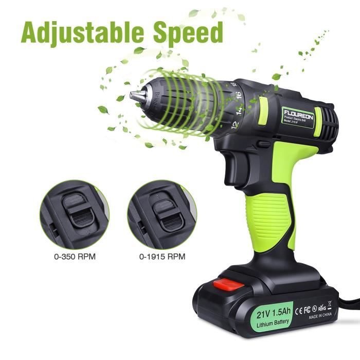 Perceuse Visseuse Sans Fil 21V DayPlus Avec 2 Batteries Li-ion 1,5 Ah + Boîtier