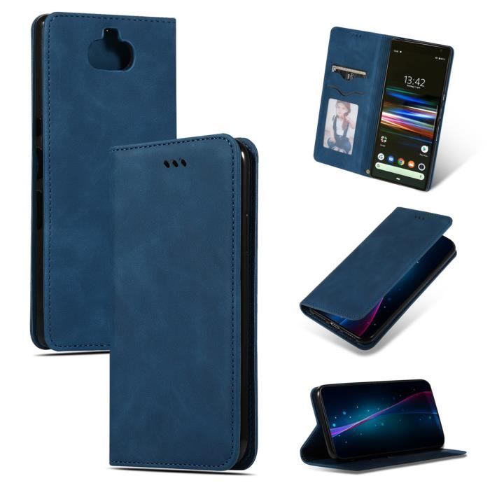 Étui Portefeuille Avec Coque Pour Sony Xperia 10 V - Noir - Neuf Avec écouteurs Inclus