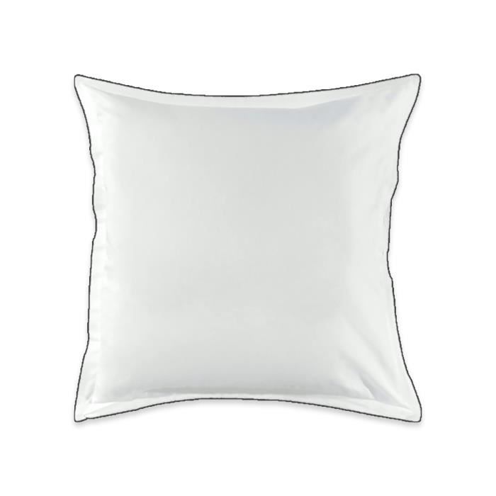 Lot de 2 taies doreiller unies en coton finition bourdon blanc 65x65cm Lot de 2 taies doreiller unies en coton finition bourdon blanc 65x65cm