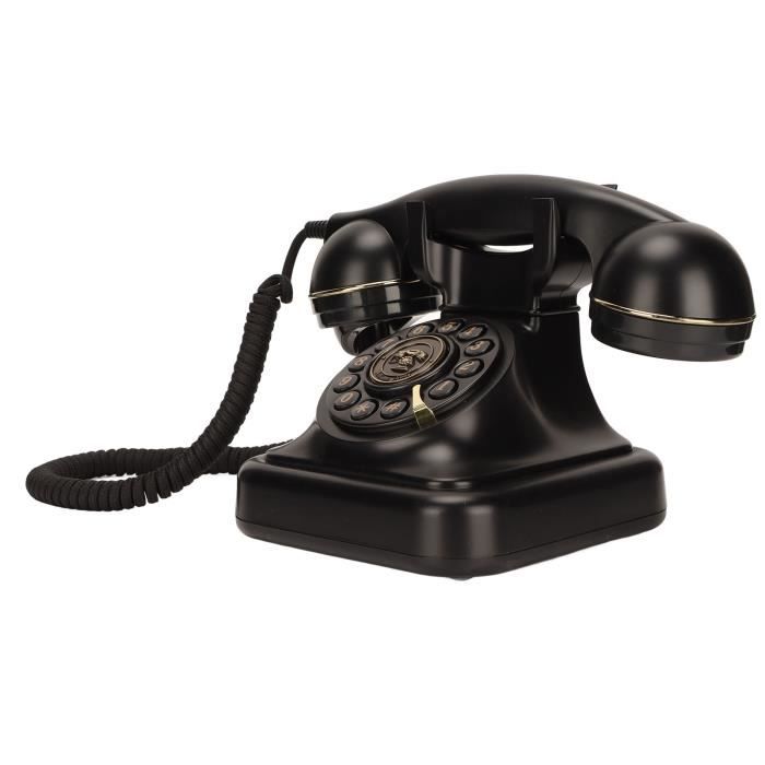 Diyeeni Téléphone Domestique Multifonction En Plastique Noir Vintage WX-3011, Téléphone Fixe Filaire Rétro Pour La Maison, L'hôtel Et Le Bureau