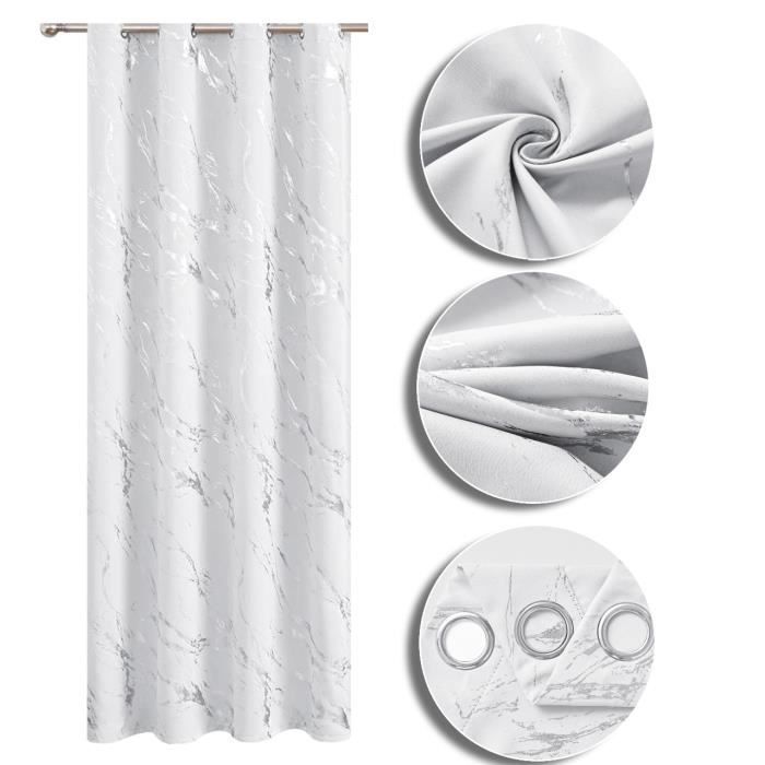 HONGYA Rideau occultant thermique isolant anti froid à œillets chambre-salon Blanc L/H 140x145cm 1 pièce