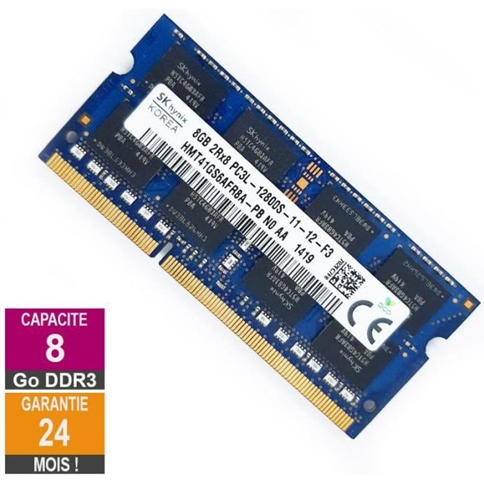 Achat Memoire PC Barrette Mémoire 8Go RAM DDR3 Hynix HMT41GS6AFR8A-PB SO-DIMM PC3L-12800U 2Rx8 pas cher