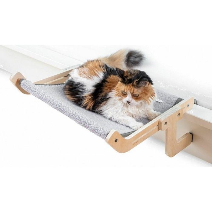 Hamac suspendu pour chats - INNOVAGOODS - Hamacat - Gris - Bois & métal - Anti-rayure