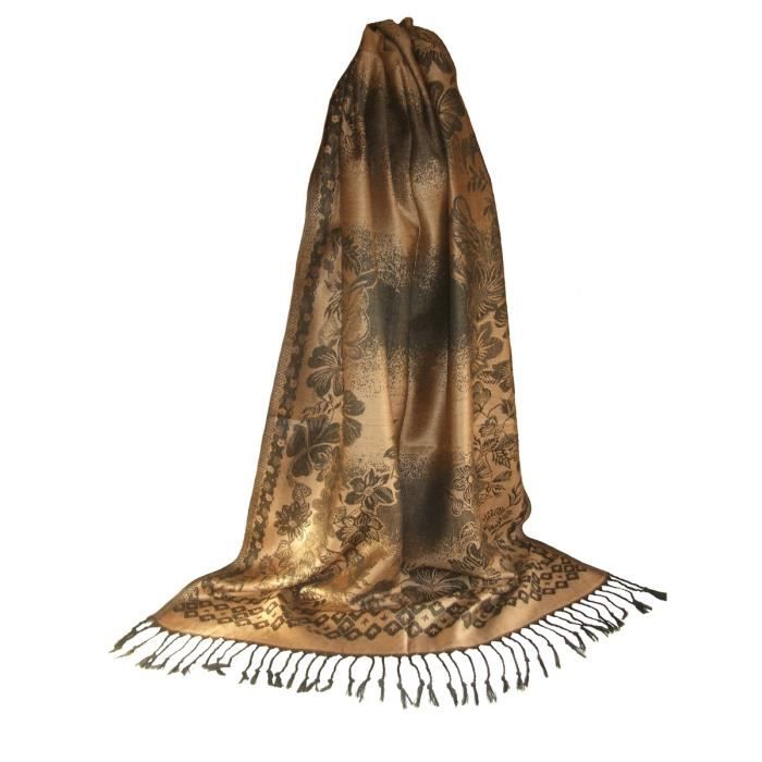 Étole Fine Femme Pashmina Et Soie - Motifs Fleurs, 68x176 Cm, Douce Et Chaude, Multi-Coloris - 11