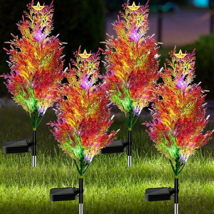 4 Pièces Lampe Solaire Exterieur Jardin Lumiere avec Colorée LED Étanche pour Pelouse Terrasse Cadeaux Halloween Decoration Noel