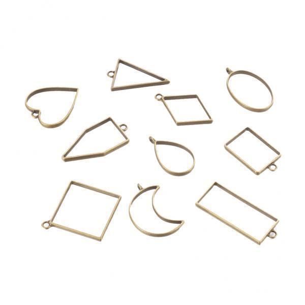 Lot De 10 Pendentifs Cadre De Résine Croix Alliage Argent - Uxcell, Pour Créations DIY