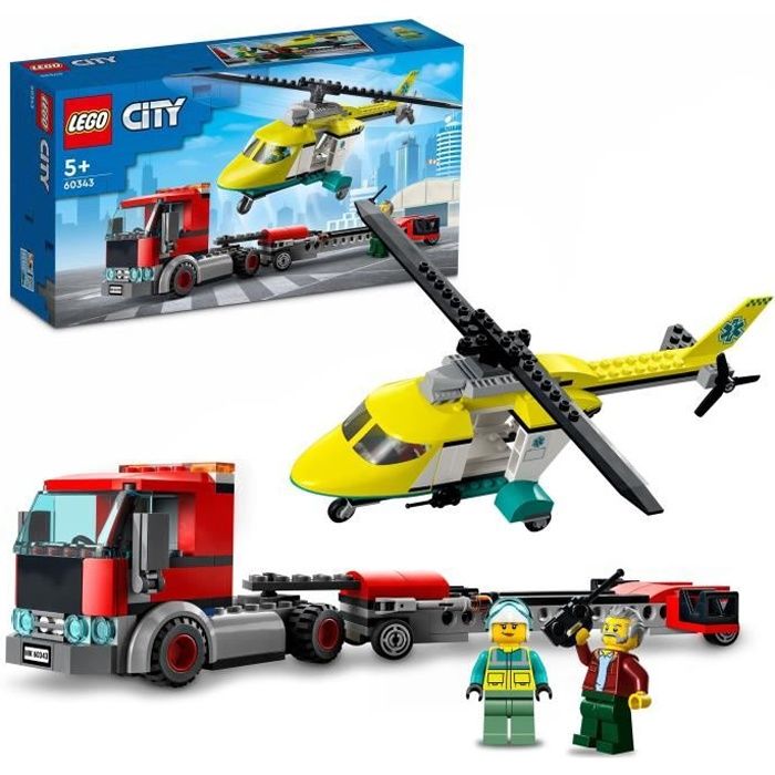 LEGO® 60343 City Great Vehicles Le Transport de L’Hélicoptère de Secours Camion Jouet Cadeau pour les Enfants dès 5 Ans Reconditionné - Lego reconditionné disponible sur Cdiscount Seconde Vie