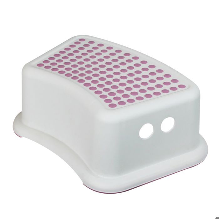 Marchepied antidérapant 13 cm en plastique - Blanc et Rose - Monsieur Bébé