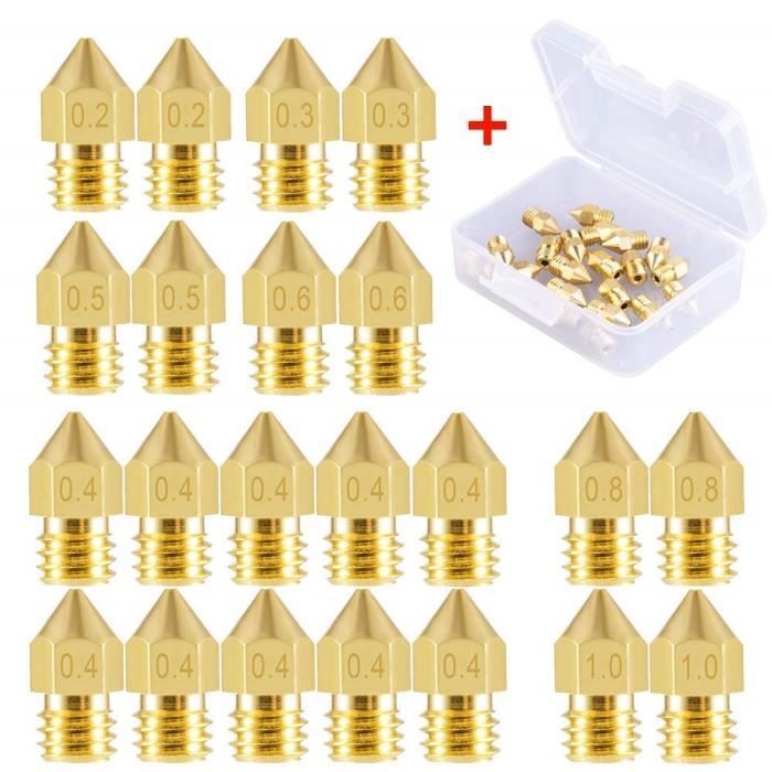 22 Pieces Buses D Imprimante 3d Buse Mk8 Avec Boite De Rangement