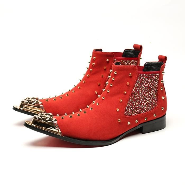 bottine cuir clouté homme