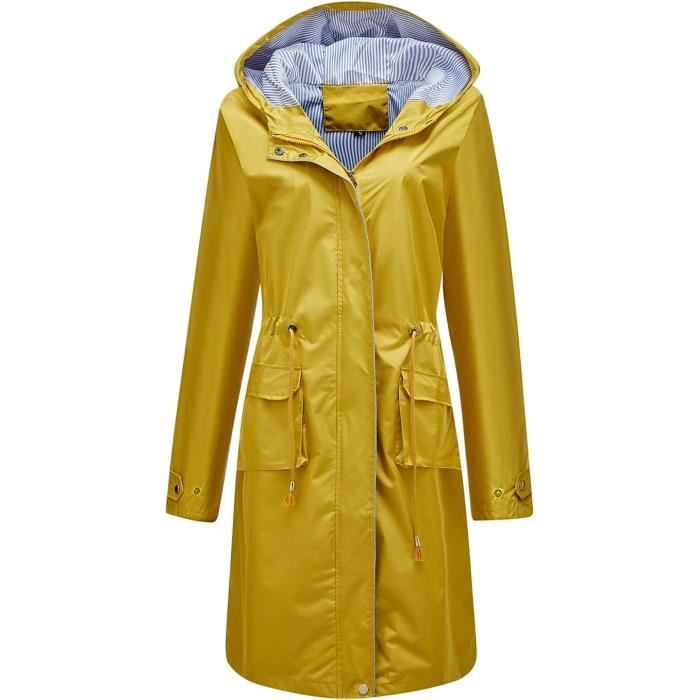 Veste perfect imperm able femme coupe vent manteau chaud Jaune