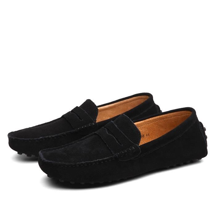 Mocassins Homme En Cuir Léger à Enfiler – Chaussures Plates Souples été – Décontractées, Antidérapantes, Confortables