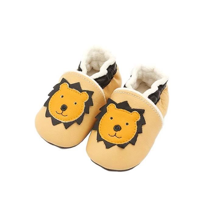 Chaussures Bebe Cuir Souple Chaussons Premiers Pas Respirant Pour Garcon Fille Nourrisson Efant Automne Hiver Beige Lion Jaune Cdiscount