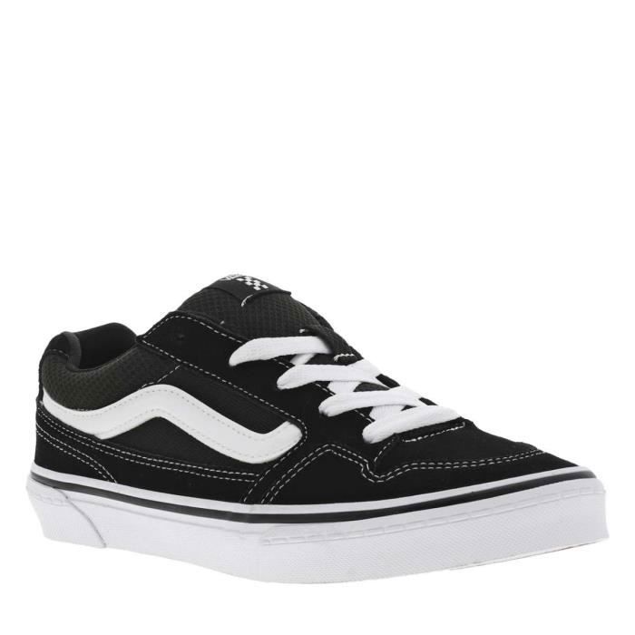 Vans VANS Caldrone - Baskets basses cuir garçon noir lacets semelle plate motifs blancs