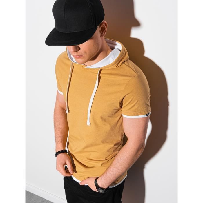 T shirt manches courtes capuche Ombre Pour Homme Orange
