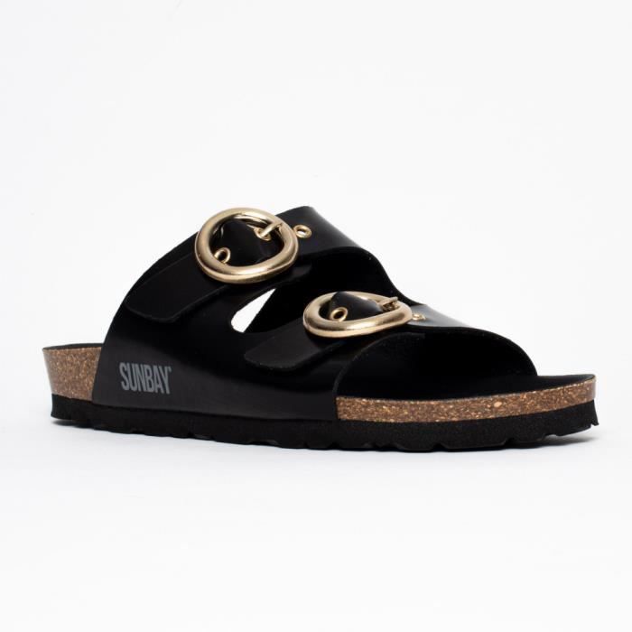 SUNBAY Mules deux brides MELBOURNE Noir Femme Noir Cdiscount