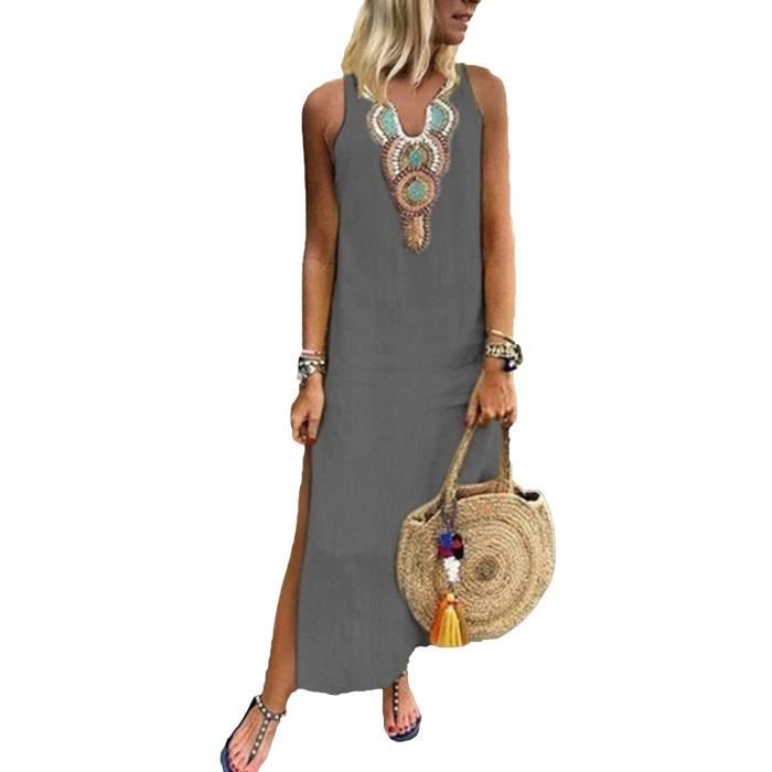 SHEIN Enchy Robe Mi-longue Sans Manches à Fente Latérale Florale Pour Les Vacances Des Femmes