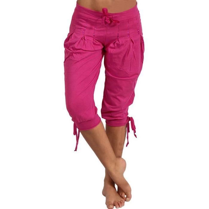Pantalon 3/4 Femme – Cargo, Taille élastique, Léger, Respirant, Pour Randonnée Ou Quotidien
