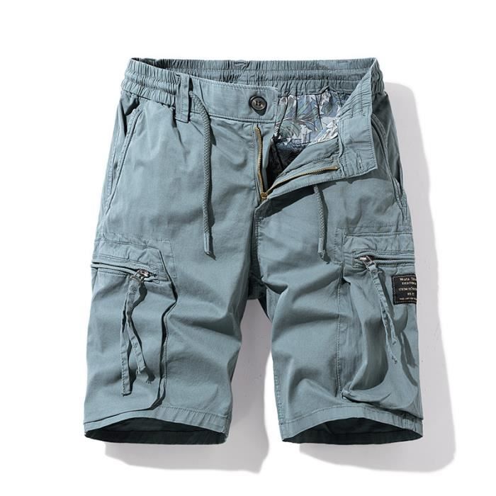 Short Cargo Homme Camouflage - Coton - Taille Élastique Avec Cordon - Multipoches - Style Décontracté