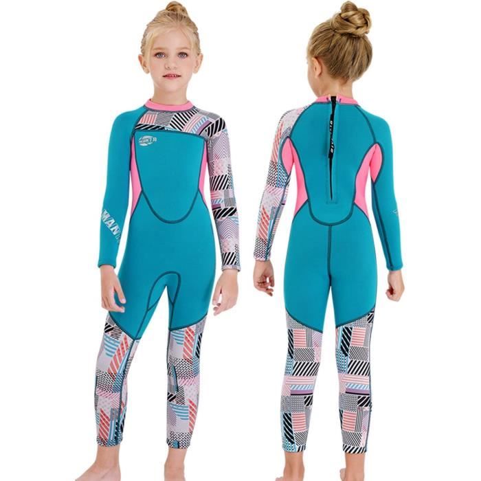 2.5MM Néoprène Combinaison Plongée Enfants Filles Thermique UV 50+ Maillot de Bain Ultra Stretch Wetsuit pour Surf Natation