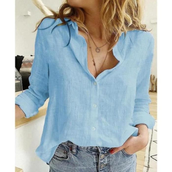 Chemisier Femme Allegra K – Blanc Semi-transparent – Manches Courtes Col Montant Dentelle – Taille L