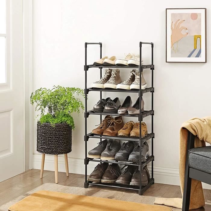 étagère à chaussures - ohmg - 6 niveaux - cadre en fer - personnalisable - noir
